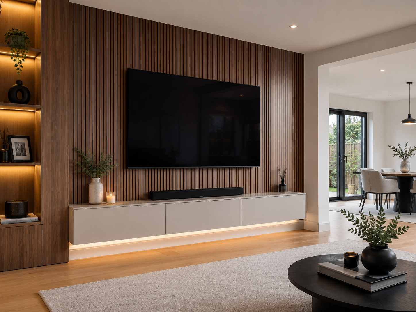 Wall mounted TV and media wall installation in a Birmingham home